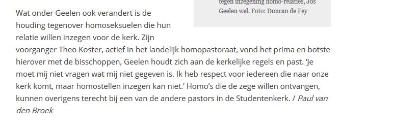 Jos Geelen over zegenen homostellen