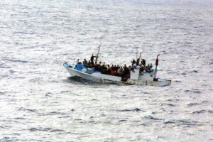 Vluchtelingen in bootje