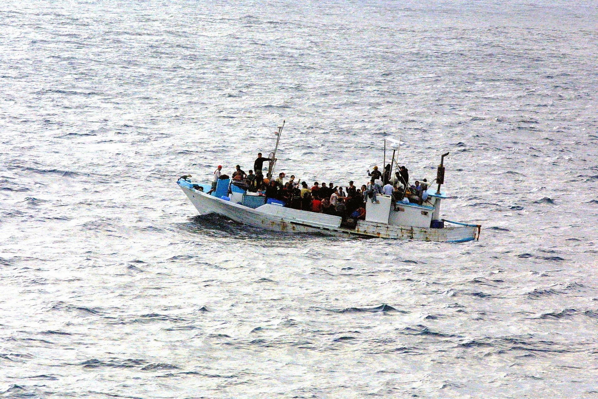 Vluchtelingen in bootje